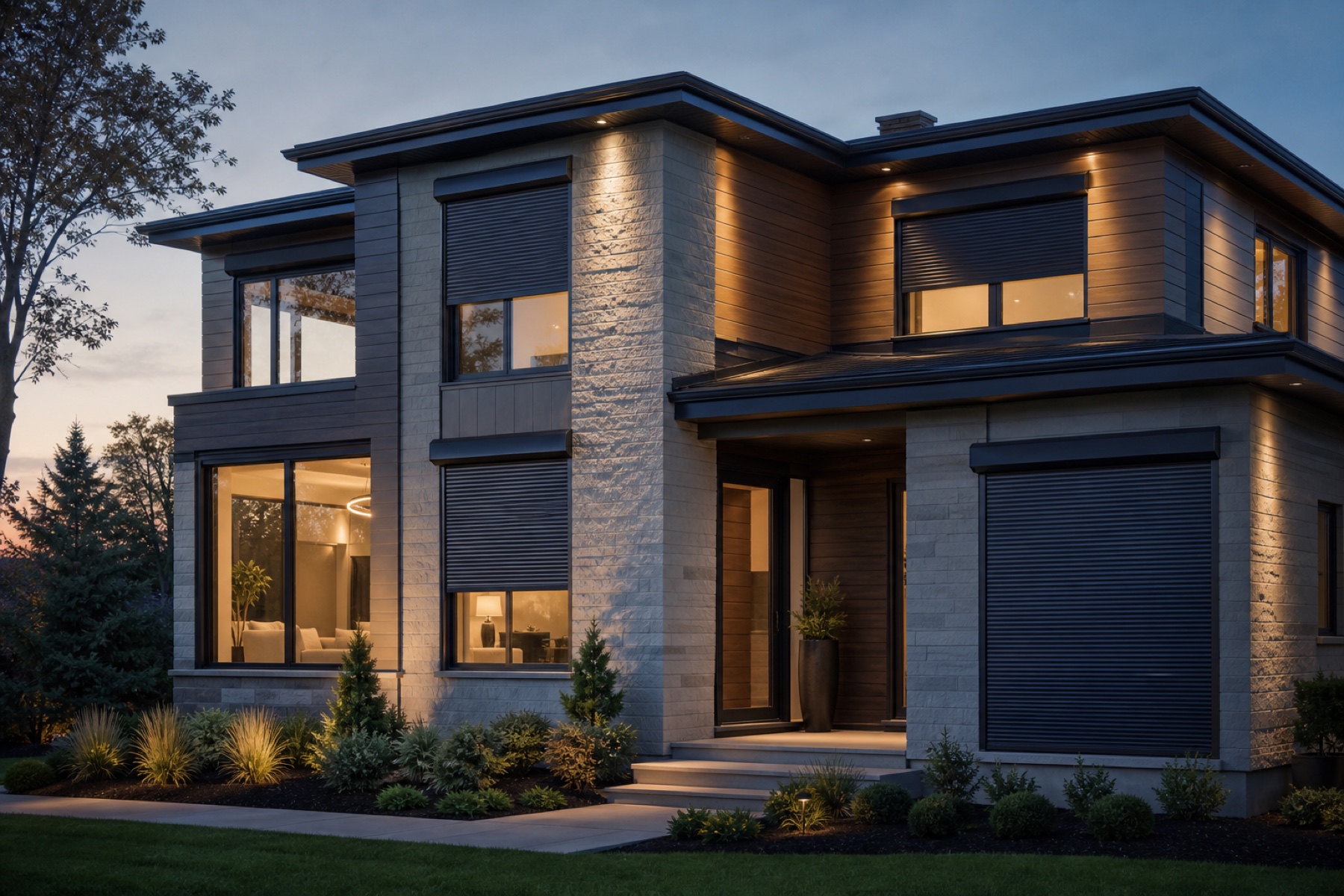 Whole-home motorized roller shutter automation on a contemporary Ontario residence